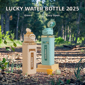 ขวดน้ำพลาสติกแบบหลอดดูดคู่ รุ่นลัคกี้วอเตอร์ ซัมเมอร์ ปี 2026 พร้อมจุกดูด สำหรับกิจกรรมกลางแจ้ง เหมาะสำหรับเป็นของขวัญ - Product Image 2