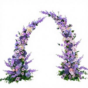 Arche de fleurs artificielles en soie violette de haute qualité pour décoration de mariage, modèle PFA-08 - Product Image 1