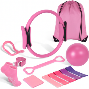 EBEST EB-010 Kit Esencial de Pilates para el Hogar, Pelota de Yoga de 9 Pulgadas, Banda de Resistencia en Forma de 8, Bandas de Pilates de Plástico, Accesorios, Set de Anillos - Product Image 1