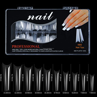 500 pièces de faux ongles en acrylique transparents naturels à presser, en vrac, pour extensions, styles French, Stiletto et carrés