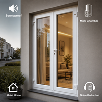 Puerta Abatible de Doble Acristalamiento, Aislante Acústico, de Vidrio Templado, Estilo Francés Moderno, de UPVC Blanco, para Entrada de Casa o Villa Residencial
