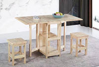 Table rectangulaire en bois multifonctionnelle en gros avec 4 tabourets, table à manger minimaliste gain de place, tables pliantes