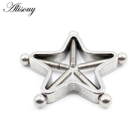 Alisouy 1pc Acier Inoxydable Sexy Femmes Étoile Vis Pinces à Mamelon Faux Piercing Bijoux Non Piercing Mamelon Anneau Bouclier