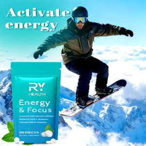 Energi OEM kafein gusi (54 buah)-bebas gula dengan l-theanine + kafein + Vitamin B12 & B6 rasa Peppermint - Product Image 4