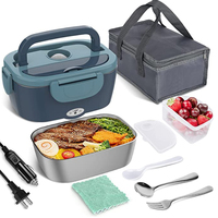 Boîte à lunch électrique en acier inoxydable auto-chauffante de 1,5 L, ensemble de boîtes thermiques pour la voiture et la maison