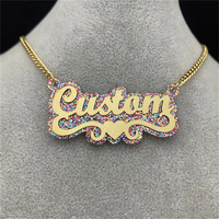 Colliers en lettres acryliques personnalisables, collier avec plaque de nom, plaque de nom en titane pour enfants, pendentif, bijoux personnalisés