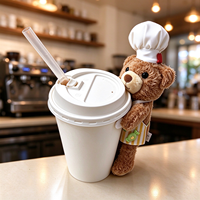 Nouveau Porte-gobelet Ours Chef Personnalisé en Peluche, Ornement en Peluche Ours en Peluche pour Décoration de Tasse à Thé Boba ou à Café, Idéal pour Cadeau en Magasin de Détail