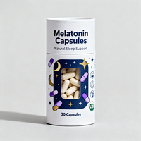 Tube d'emballage personnalisé pour capsules de mélatonine de qualité alimentaire |   Boîte cylindrique en carton blanc recyclé certifié, écologique et durable
