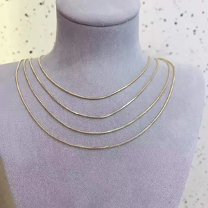 Collier en or rose 18 carats Lerca, bijoux pour femme, collier en serpent en or AU750, chaîne pour femme autour du <span class=keywords><strong>cou</strong></span>, collier en or 18 carats réglable - Product Image 1