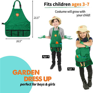 Trẻ em làm vườn tạp dề với các công cụ thiết lập con công cụ làm vườn thiết lập xẻng ngã ba cào xe cút kít tưới nước có thể Tạp dề mũ và găng tay - Product Image 3