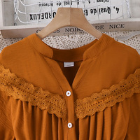Robe d'automne pour fille 2026, robe longue à manches longues en dentelle orange avec boutons et nœuds pour adolescentes