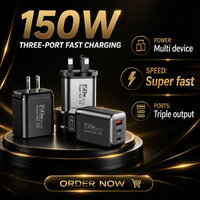 Pengisi Daya Ponsel USB+2PD QC2.0 Multi-Port USB-C/USB-A 12W Pengisian Cepat untuk Adaptor Perjalanan AS/EU/UK untuk iPhone Samsung