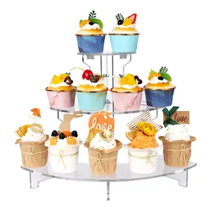 3-tier Cupcake Stand Desserts Holder Acrylic Riser Display Shelf for Amiibo Funko POP Figures Perfume Cologne Organizer