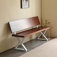Banc de patio extérieur moderne en fer blanc, pieds de 16 pouces, base de chaise en métal triangulaire avec support de dossier, lot de 2