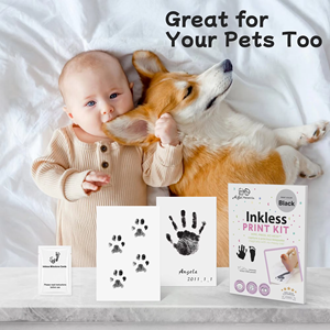 Kit d'impression sans encre pour cartes de développement de bébé avec options d'empreintes de mains, de pieds et de pattes de chien, 5 couleurs, matériau <span class=keywords><strong>carton</strong></span> - Product Image 6