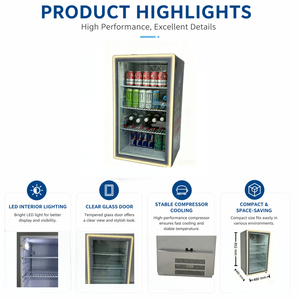 Nuelead NE-98CR Rapid Cooling 98L Glass Door Countertop Fridge Compressor Refrigerator with <b>Shelves</b> - Product Image 6