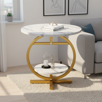 Petite table basse ronde en métal à double couche, style luxe léger, pour salon et bureau