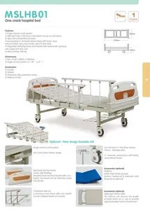 Equipo médico de alta calidad Cama de Enfermería de hospital manual de una sola Manivela para adultos