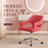 Chaise de bureau ergonomique moderne pour la maison, en velours rouge doux, avec réglage pivotant, style exécutif, chaise en maille, structure en fer
