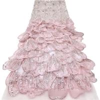 Tissu en dentelle de tulle de luxe écologique, lourdement orné de perles et de paillettes, dentelle française perlée pour robe de mariée et de soirée