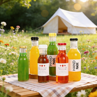 Bouteilles en verre rondes personnalisables avec bouchons scellés, emballage pour jus et lait, bouteilles vides