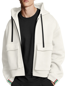 <span class=keywords><strong>Felpa</strong></span> con Cappuccio <span class=keywords><strong>Sportiva</strong></span> Casual da <span class=keywords><strong>Uomo</strong></span> Personalizzata con Spalle Scese Grandi Tasche in Pile Pesante con Zip - Product Image 4