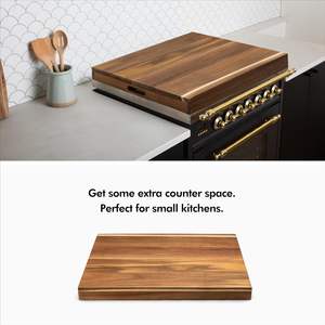 Vente en gros de couverture de poêle à nouilles en bois d'acacia avec poignée en métal, pour couvercle de cuisinière électrique et à <span class=keywords><strong>gaz</strong></span>, planche à découper au-dessus de la cuisinière - Product Image 2