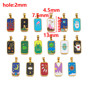 Pendentif carré en acier inoxydable Mingx, haute résistance <span class=keywords><strong>des</strong></span> couleurs, finition or 18 carats par procédé d'huile, accessoire DIY unique et de niche. - Product Image 2