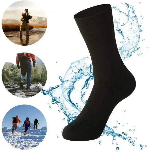 ถุงเท้ามุสลิมกันน้ำ wudhu ถุงเท้าลูกเรือสำหรับทุกเพศกีฬากลางแจ้งขี่จักรยานลูกบอลน้ำแข็ง COOLMAX แห้งเร็วถุงเท้าหนาอบอุ่น
