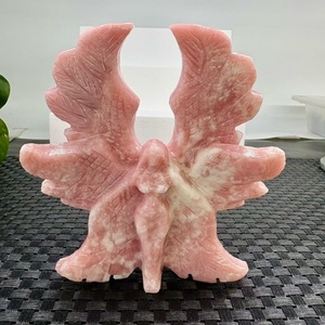 Angelo in Cristallo di Giada Zebrata Personalizzato, Artigianato in Cristallo Naturale, Quarzo Curativo, Opale Rosa, Angelo a Sei Ali per Decorazione - Product Image 1