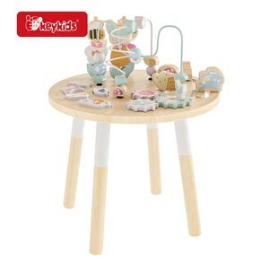 OEM-Aktivität tisch aus Holz mit Schubs chiene, Stapels pielzeug, Perlen labyrinth und Zahnrädern für Kinder im Alter von 12 Monaten W11B315 - Product Image 6