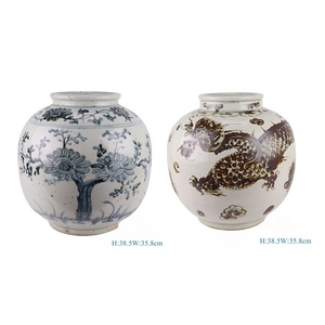 Pot de fleurs, urne, <span class=keywords><strong>vase</strong></span>, jarre en céramique 100% fait main, style Art déco chinois, marron et blanc, motif dragon peint à la main - Product Image 6