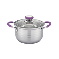 Ensemble de cuisine classique de haute qualité en acier inoxydable 4 pièces avec poignée en silicone et couvercle pour cuisson sur plaques en fonte et en verre
