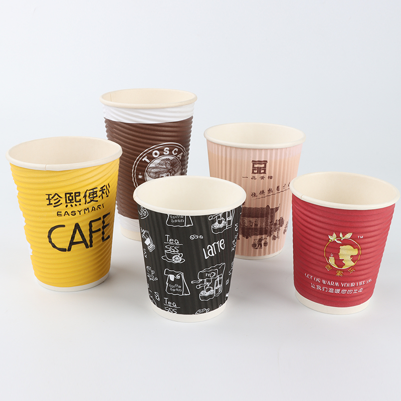 Wholesale Clean Leak-poof High-end Insulated Ripple Wall Wrapped Custom Printing Pattern Logo Paper Cup