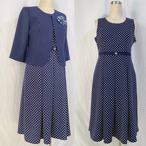 Ensemble de vêtements de cérémonie pour femmes grandes tailles, costume de bureau formel bleu à pois, veste courte boutonnée - Product Image 4