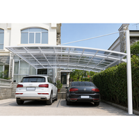 Alüminyum Araba Parkı Çatısı Sabit Açık Hava Otopark Yapısı Kavisli Çatı Modern Stil 2 Araçlık Konut Bahçesi Parkı İçin