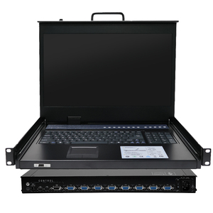 18.5 "LCD <span class=keywords><strong>KVM</strong></span> ลิ้นชักคอนโซล8X1พร้อมสาย8แพ็ค VGA สำหรับวาง1U สวิตช์ <span class=keywords><strong>KVM</strong></span> 8พอร์ต - Product Image 2