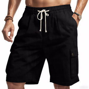 Pantaloncini Estivi da <span class=keywords><strong>Uomo</strong></span> in <span class=keywords><strong>Lino</strong></span> di Alta Qualità, Stile Casual Americano, per Lavoro e Spiaggia - Product Image 2