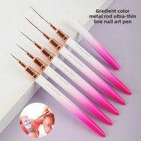 Ensemble professionnel de 5 pinceaux à ongles en métal avec manche métallique, outils de manucure pour la sculpture florale et la peinture sur ongles