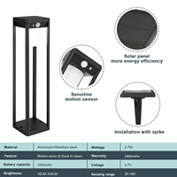 Éclairage solaire LED pour allée de jardin extérieur, forme carrée, en aluminium moulé sous pression, avec détecteur de mouvement, IP44, rechargeable, dimmable, CRI