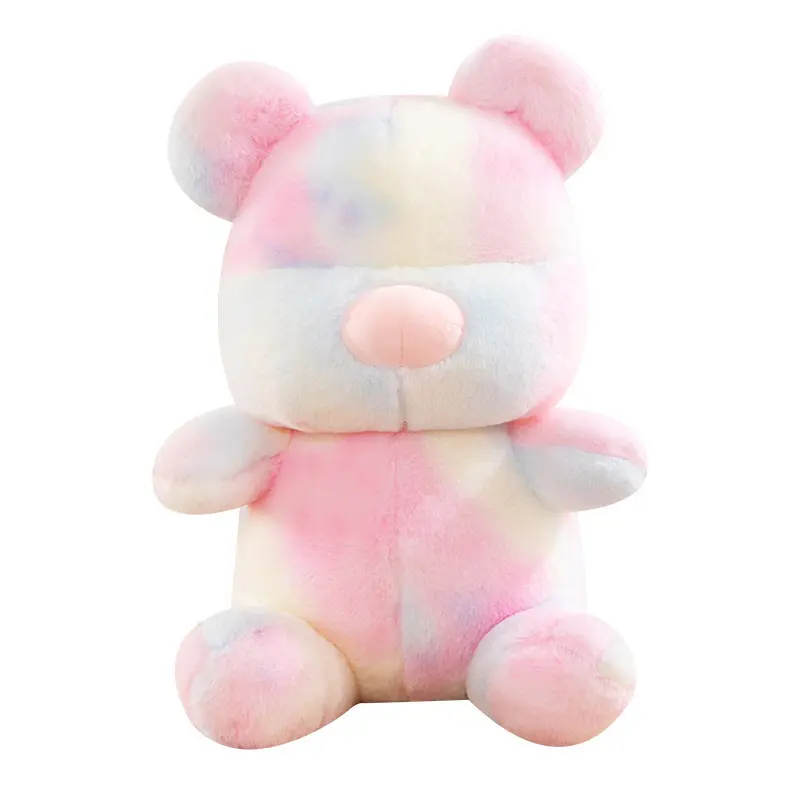 Boneka beruang lucu katun boneka beruang penuh warna celup dasi mainan hadiah anak-anak