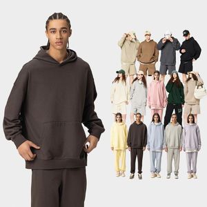 H5439 Sweat-shirts unisexes surdimensionnés de haute qualité, faible MOQ OEM, personnalisés, en coton mélangé 400 g/m², doublure en molleton français, sweat-shirts pour hommes - Product Image 1