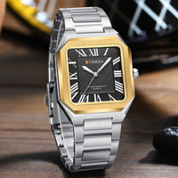 Montre à quartz classique pour homme CURREN 8482, design carré vintage, cadran avec chiffres romains, style business, aiguilles luminescentes