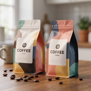 ถุงกาแฟพิมพ์ลายตามสั่ง ขายดี เป็นมิตรกับสิ่งแวดล้อม เกรดอาหาร สำหรับบรรจุเมล็ดกาแฟ ก้นแบน มีซิปล็อคและวาล์วปิดผนึกได้ - Product Image 1