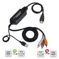 Convertidor de hdmi a av de alta definición, hdmi a av con fuente de alimentación y cable rca, ordenador conectado al proyector, venta al por mayor
