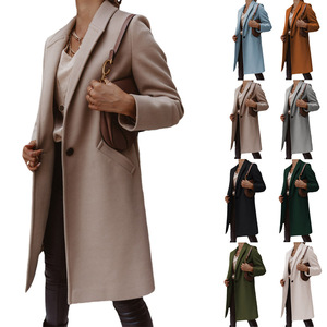 <span class=keywords><strong>Cappotto</strong></span> di media lunghezza da donna autunno inverno 2025 autunno inverno <span class=keywords><strong>senza</strong></span> colletto lungo minimalista lavoro invernale - Product Image 1