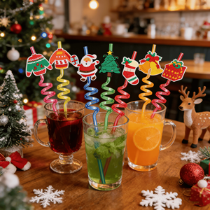 LAIMAI Pailles réutilisables en PETG de qualité alimentaire, motif dessin animé, pour fêtes de Noël, événements, cadeaux de jeu et célébrations festives – Nouveauté - Product Image 6