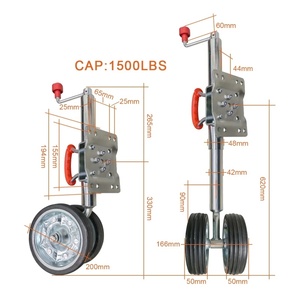 Cric de remorque robuste de 1500 lb avec roues en caoutchouc massif pivotantes de 8 pouces, support de stabilisation <span class=keywords><strong>pour</strong></span> camping-car, bateau, remorque, <span class=keywords><strong>caravane</strong></span> - Product Image 4