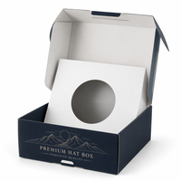 Boîte d'expédition en carton ondulé personnalisée, directement de l'usine, bleu marine texturé, imperméable, avec doublure en mousse, finition lin premium, logo de marque, vente en gros