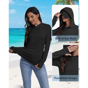 เสื้อฮู้ด FOXA Upf 50+ พร้อมที่ปิดตาสำหรับผู้หญิง เสื้อป้องกันแสงแดดสำหรับเดินทางพร้อมช่องสำหรับนิ้วโป้ง - Product Image 5